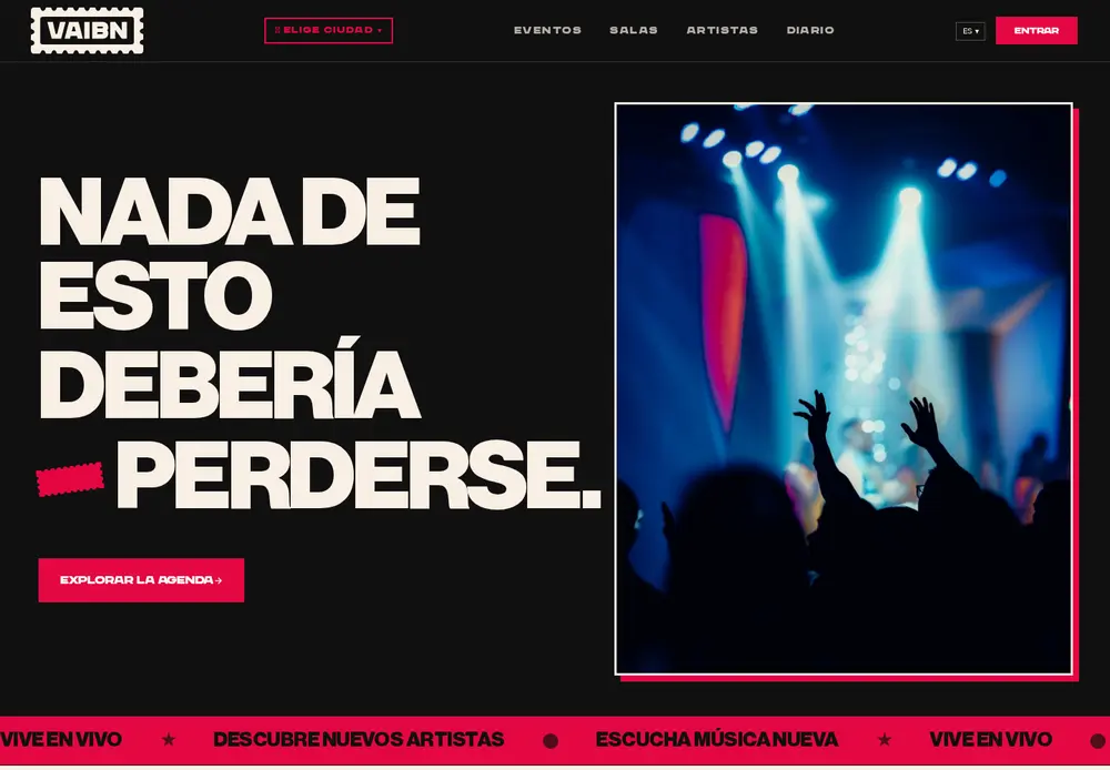 Captura real de la web de Vaibn
