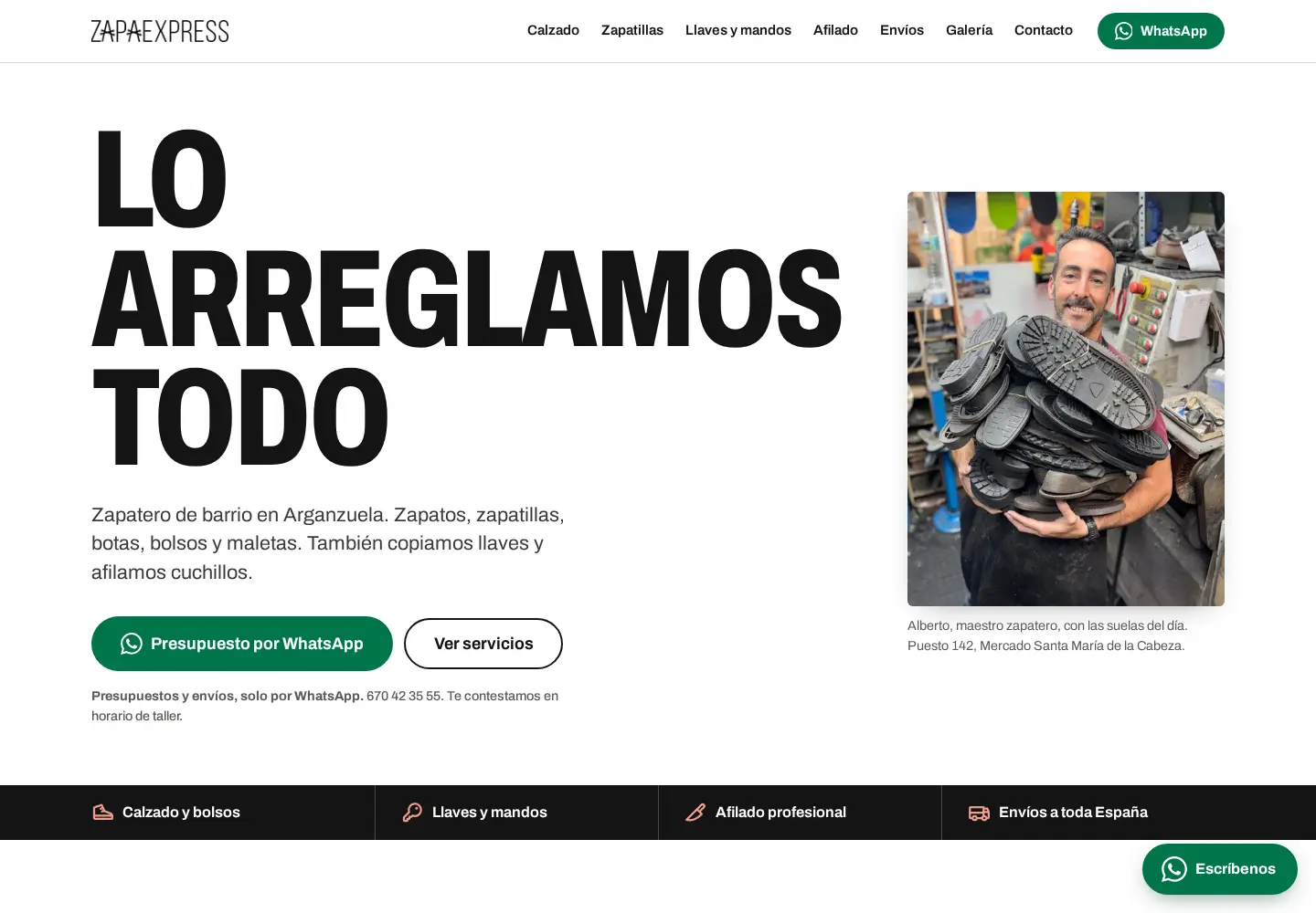 Web de Zapaexpress hecha por nuestro equipo